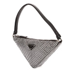 Shoulder Bag Triangle Bag Black Crystal embellishments Nylon