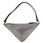 Shoulder Bag Triangle Bag Black Crystal embellishments Nylon