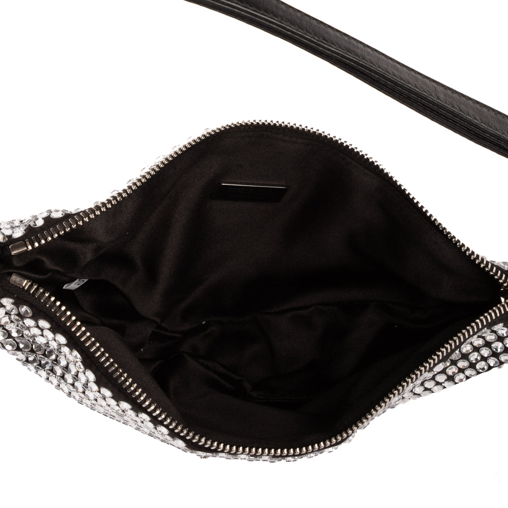 Shoulder Bag Triangle Bag Black Crystal embellishments Nylon