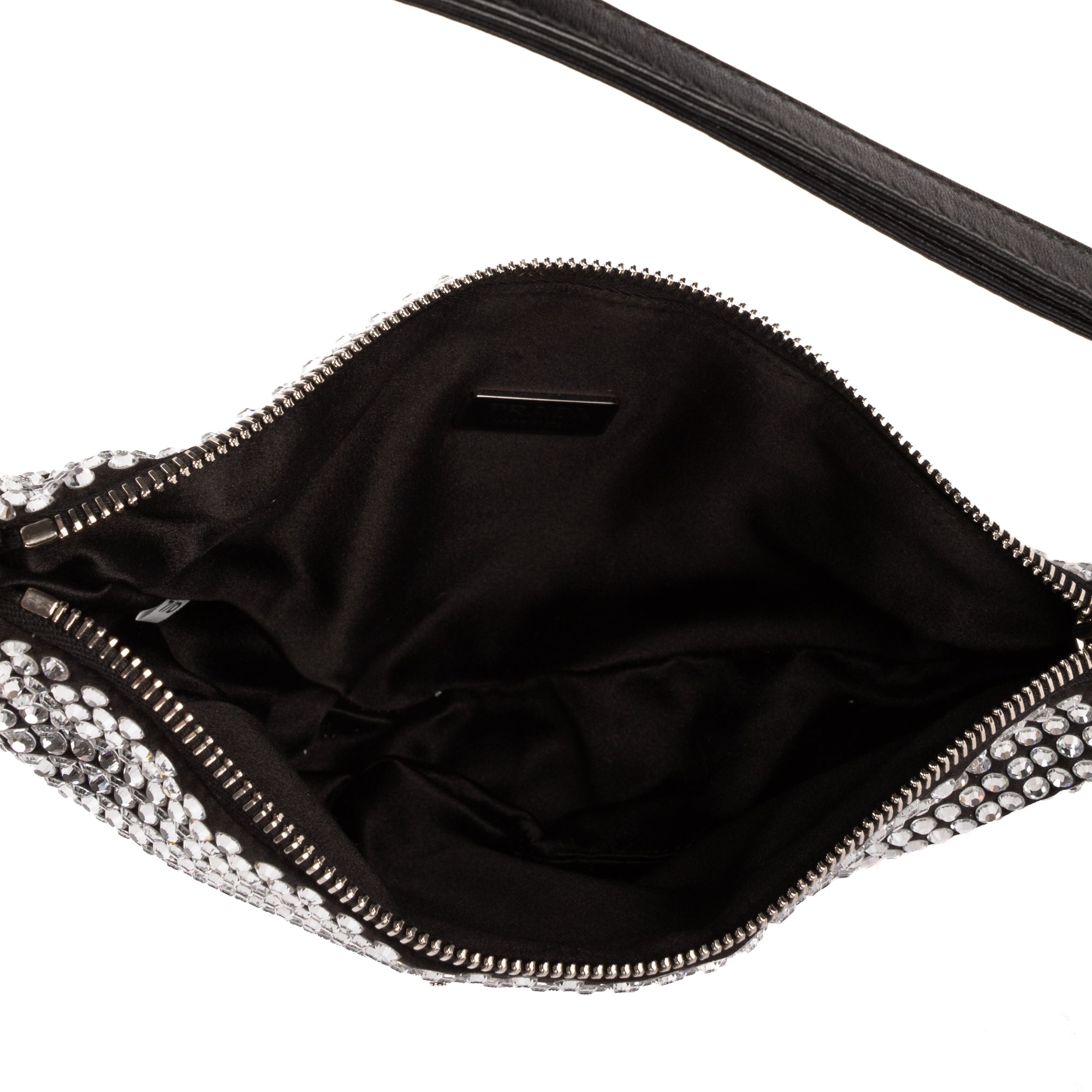 Shoulder Bag Triangle Bag Black Crystal embellishments Nylon