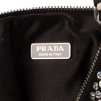 Shoulder Bag Triangle Bag Black Crystal embellishments Nylon