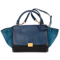 Shoulder Bag Small Tricolor Trapeze Small Navy Calfskin Leather