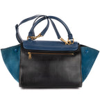 Shoulder Bag Small Tricolor Trapeze Small Navy Calfskin Leather