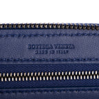 Wallet Zip Around Wallet Navy Intrecciato Calfskin Leather