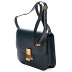 Shoulder Bag Medium Classic Box Medium Navy Pebbled Calfskin Leather
