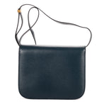 Shoulder Bag Medium Classic Box Medium Navy Pebbled Calfskin Leather