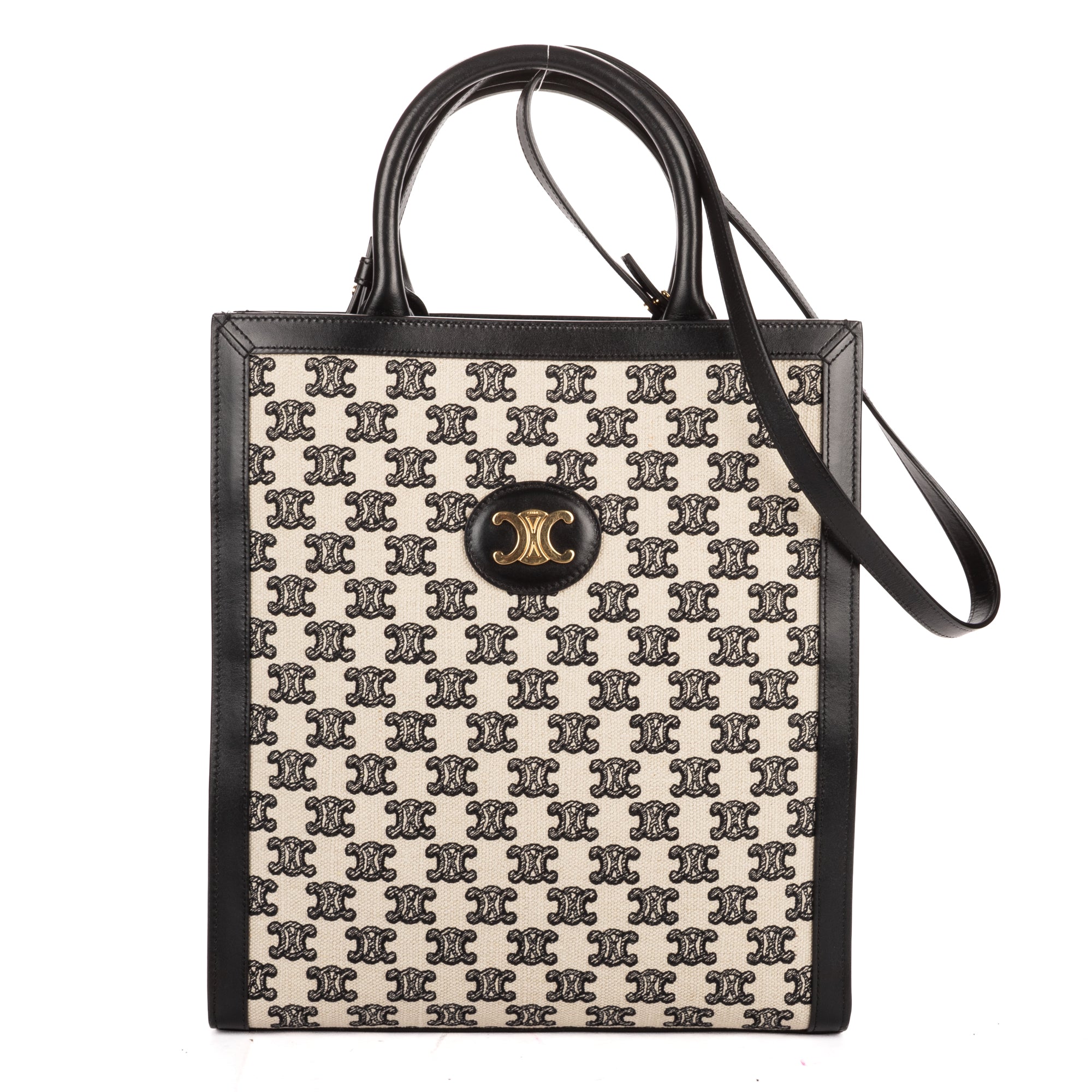 Shoulder Bag Small Vertical Cabas Small Black Woven Canvas