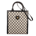 Shoulder Bag Small Vertical Cabas Small Black Woven Canvas/Calfskin Leather