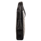 Shoulder Bag Small Vertical Cabas Small Black Woven Canvas/Calfskin Leather
