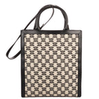 Shoulder Bag Small Vertical Cabas Small Black Woven Canvas/Calfskin Leather