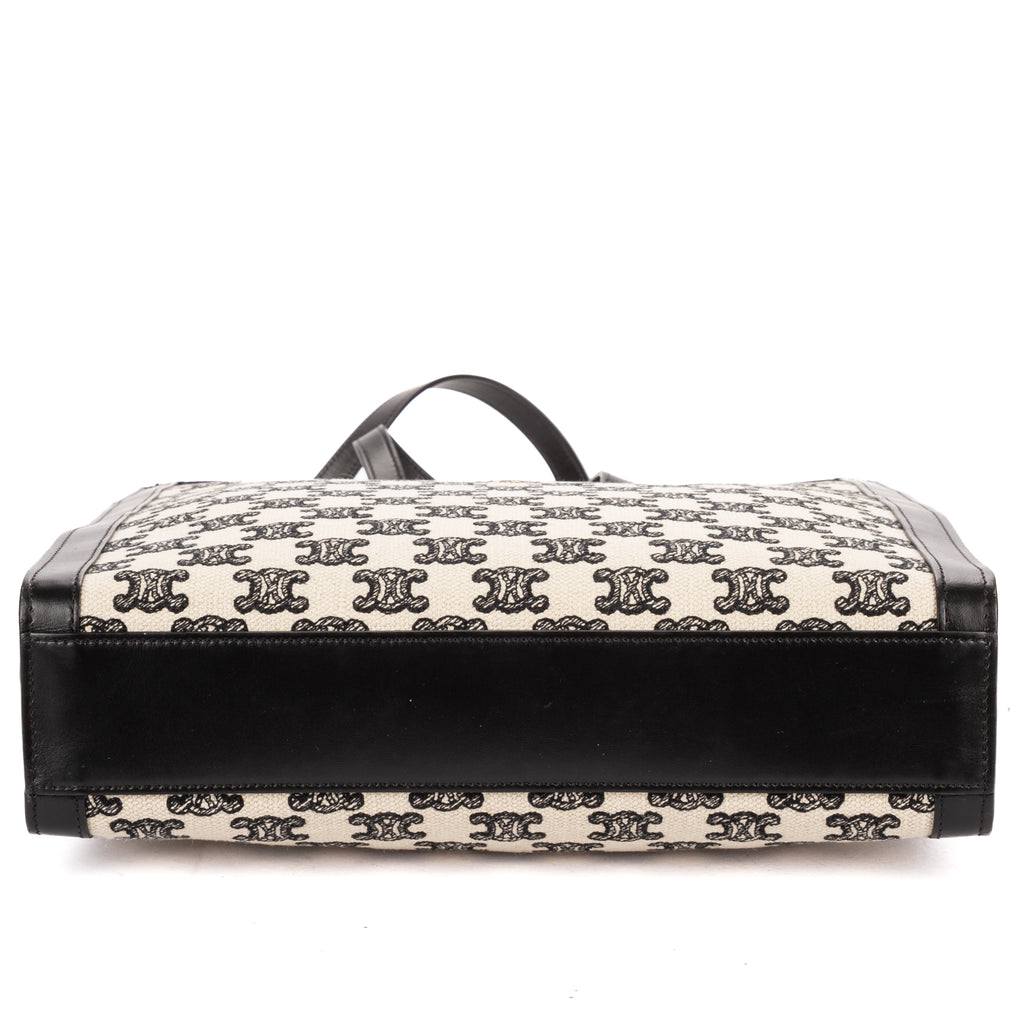 Shoulder Bag Small Vertical Cabas Small Black Woven Canvas/Calfskin Leather