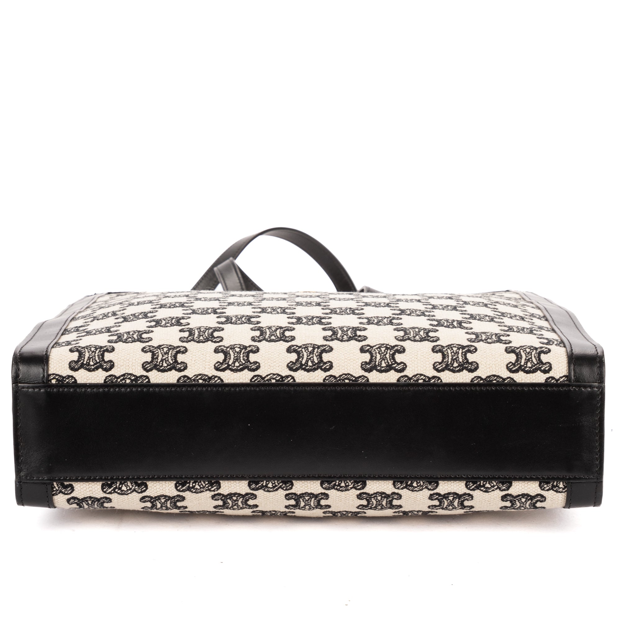 Shoulder Bag Small Vertical Cabas Small Black Woven Canvas/Calfskin Leather