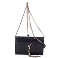 Shoulder Bag Tassel Kate Navy Crocodile Embossed Leather