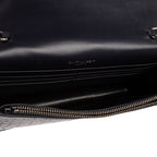 Shoulder Bag Tassel Kate Navy Crocodile Embossed Leather