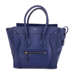 Handbag Micro Luggage Navy Grained Calfskin Leather