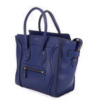 Handbag Micro Luggage Navy Grained Calfskin Leather