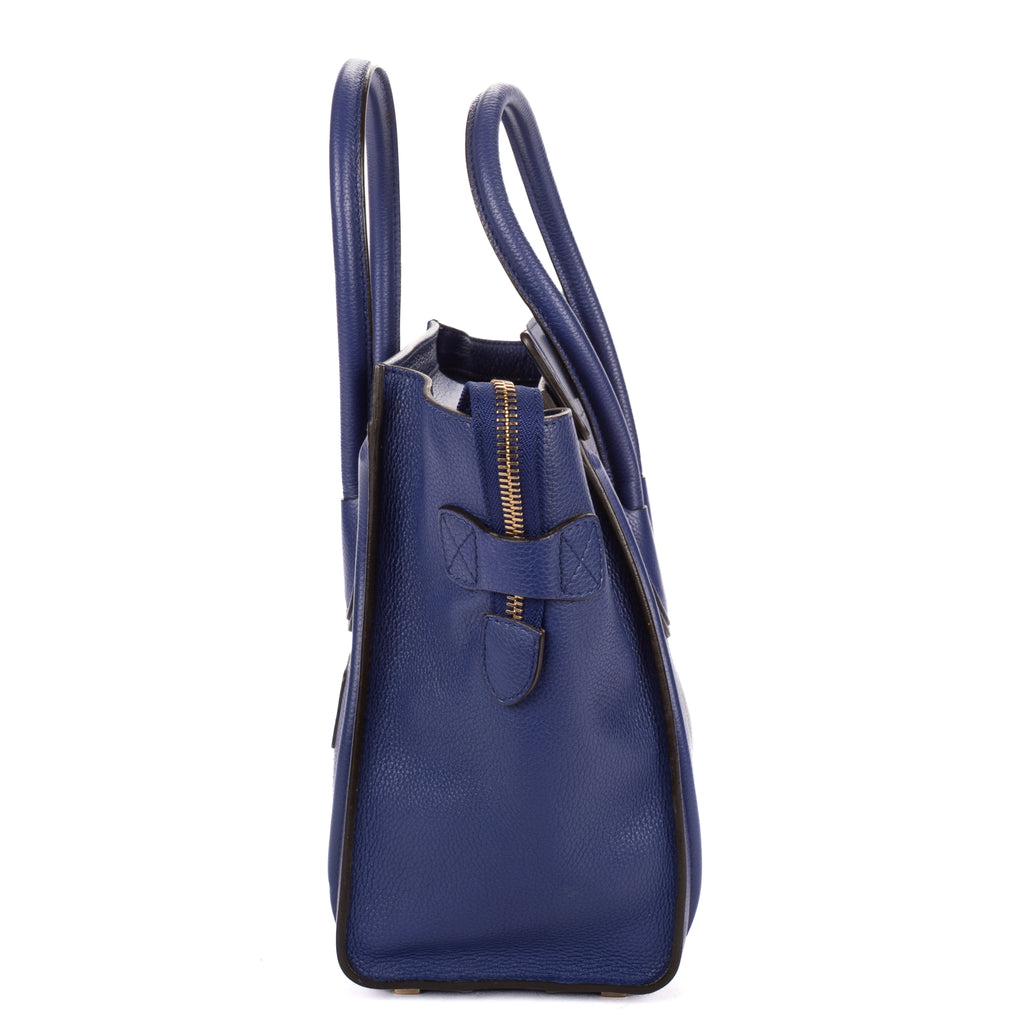 Handbag Micro Luggage Navy Grained Calfskin Leather