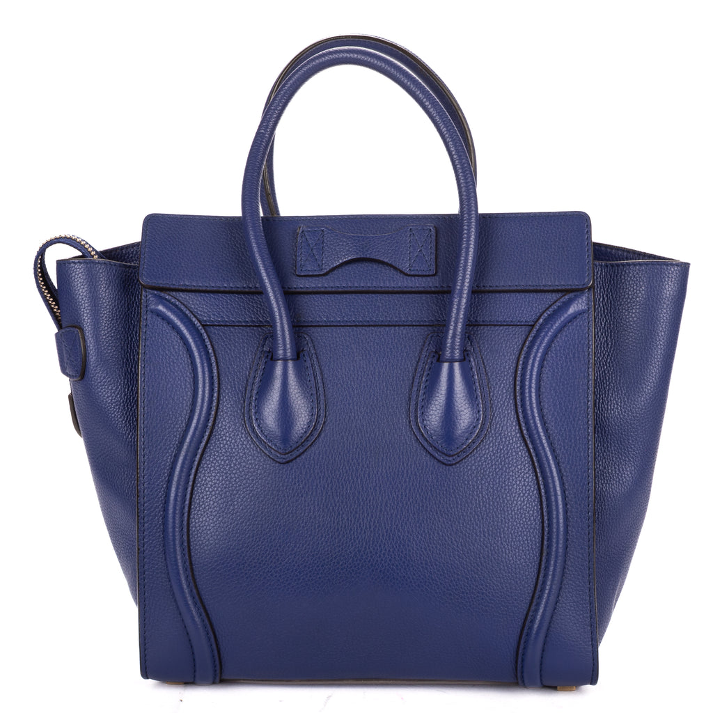 Handbag Micro Luggage Navy Grained Calfskin Leather