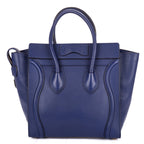 Handbag Micro Luggage Navy Grained Calfskin Leather