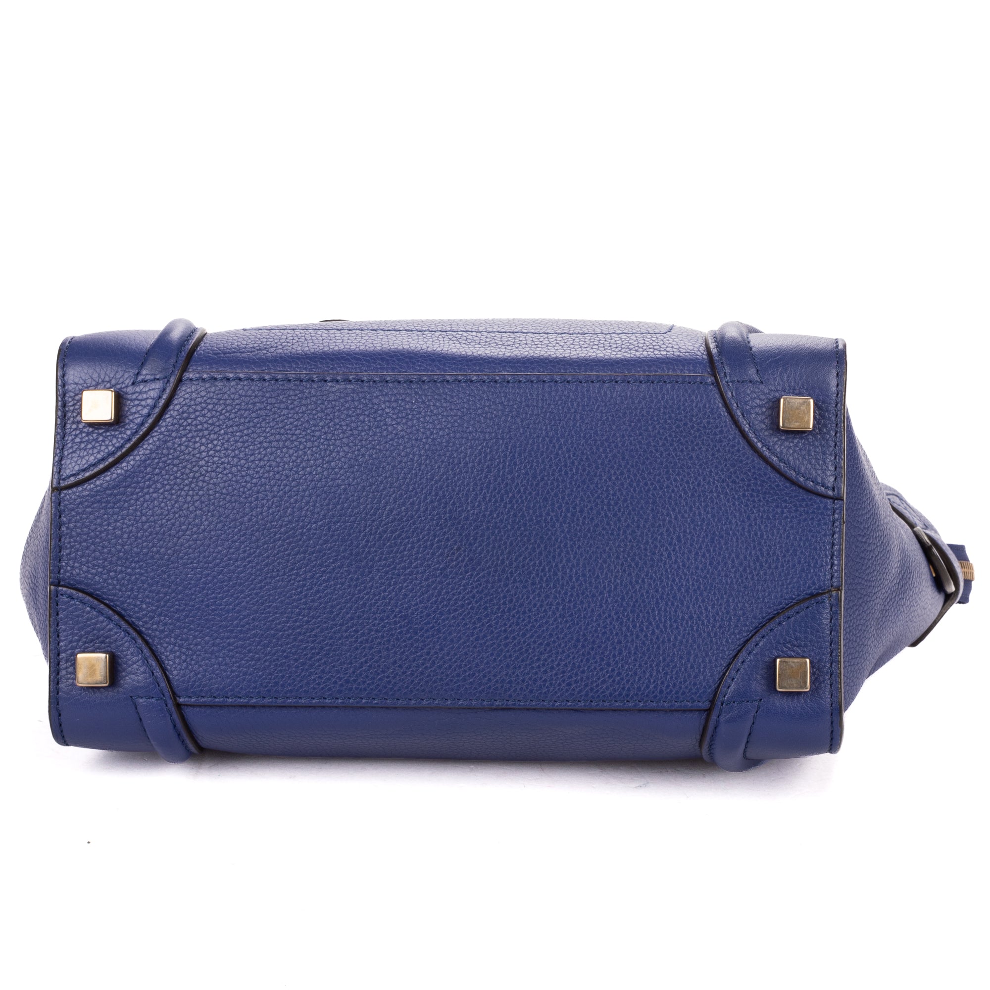 Handbag Micro Luggage Navy Grained Calfskin Leather