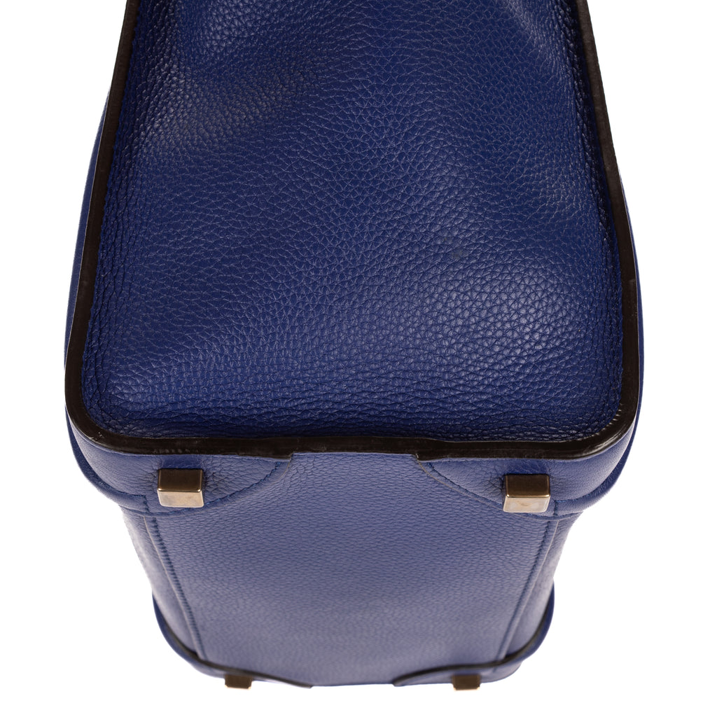 Handbag Micro Luggage Navy Grained Calfskin Leather