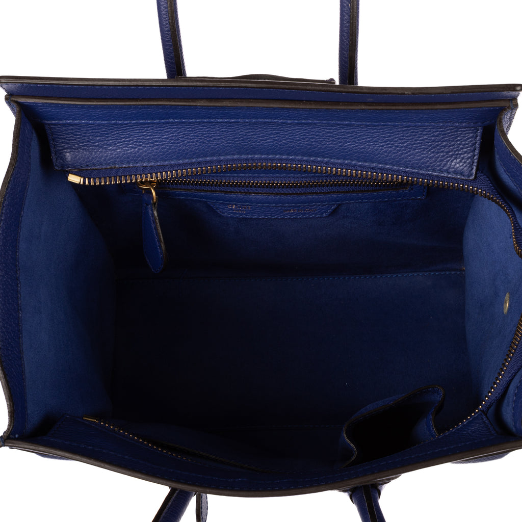 Handbag Micro Luggage Navy Grained Calfskin Leather
