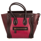 Handbag Micro Tricolor Luggage Dark Brown Grained Calfskin Leather