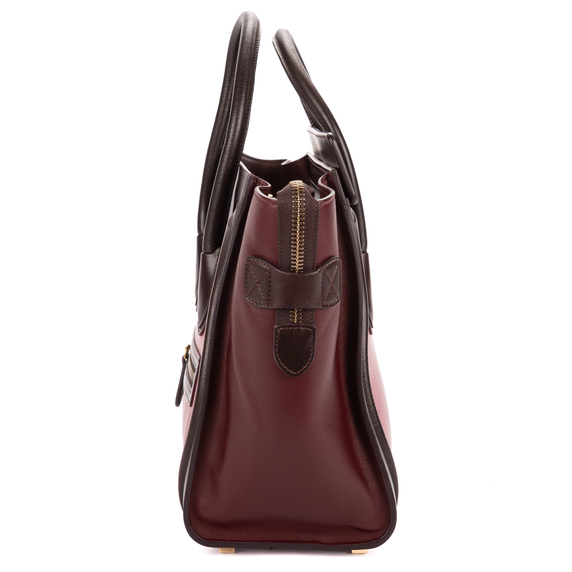 Handbag Micro Tricolor Luggage Dark Brown Grained Calfskin Leather