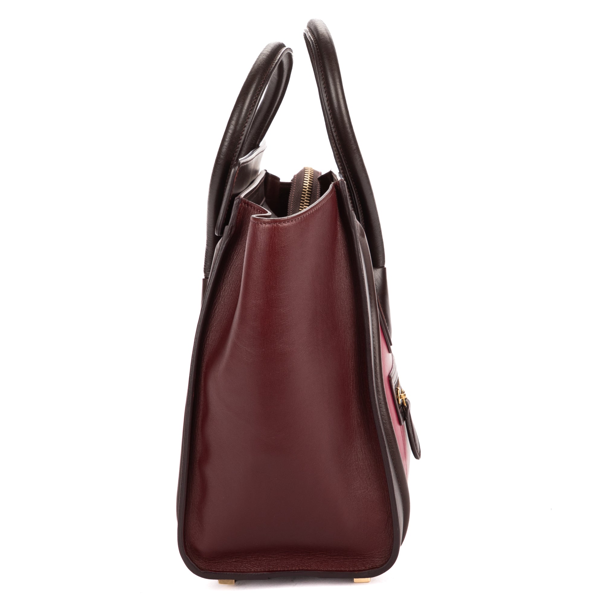 Handbag Micro Tricolor Luggage Dark Brown Grained Calfskin Leather