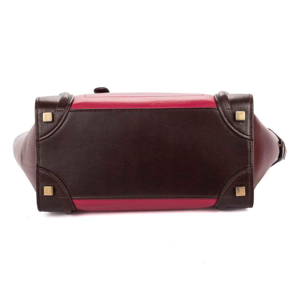 Handbag Micro Tricolor Luggage Dark Brown Grained Calfskin Leather