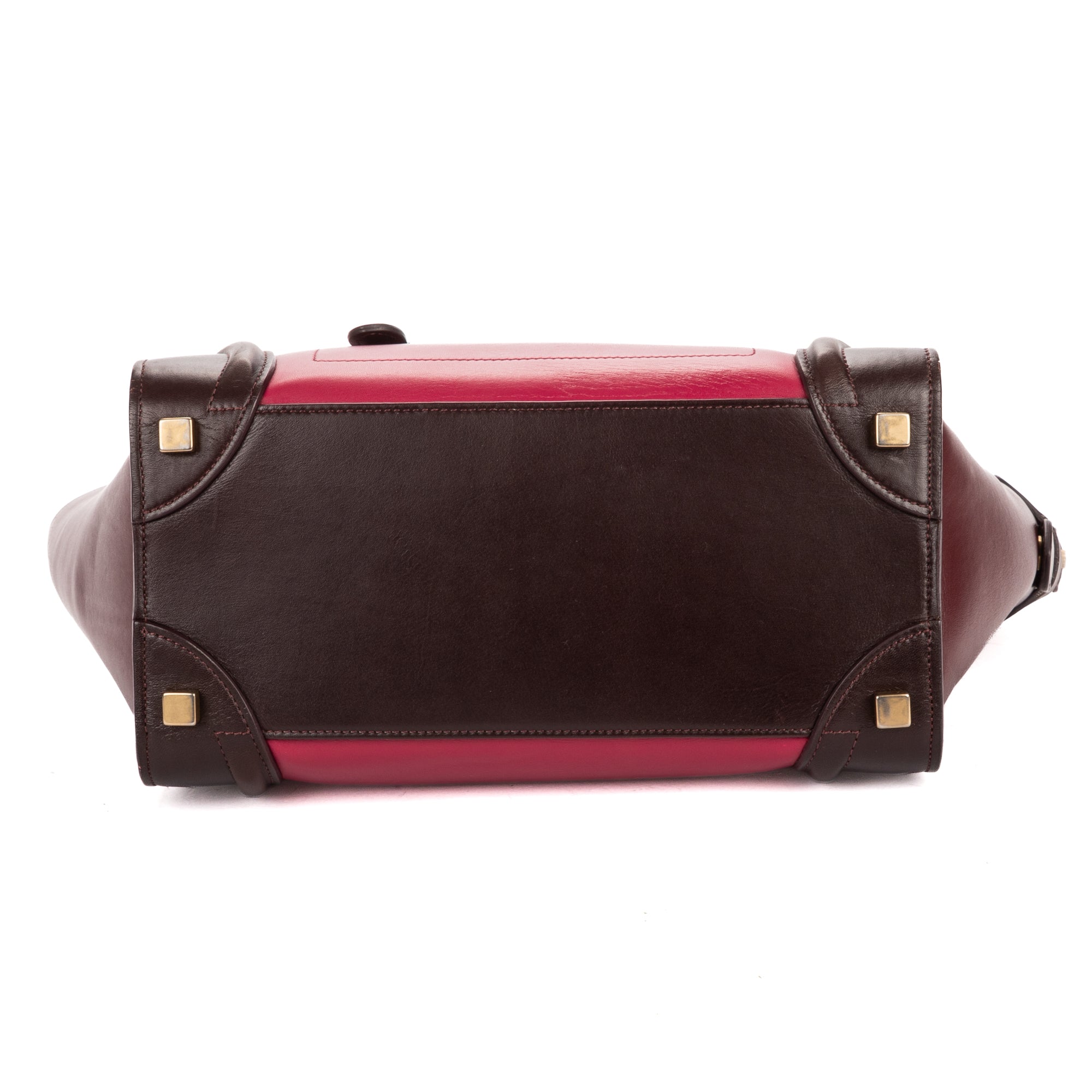 Handbag Micro Tricolor Luggage Dark Brown Grained Calfskin Leather