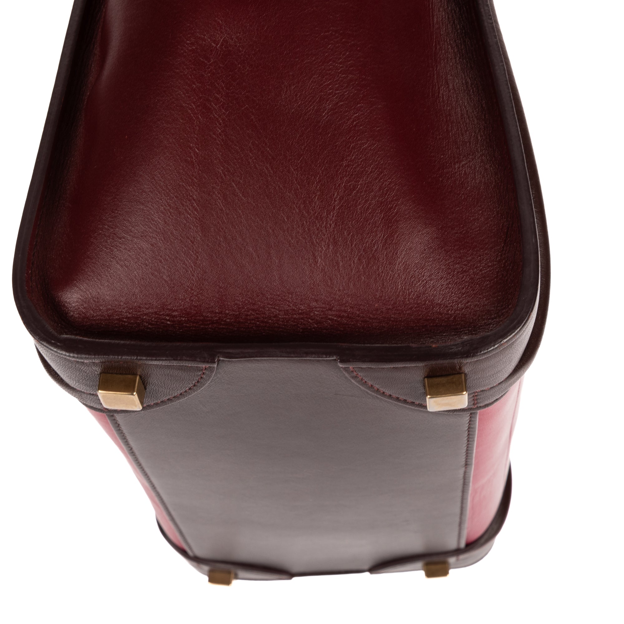 Handbag Micro Tricolor Luggage Dark Brown Grained Calfskin Leather