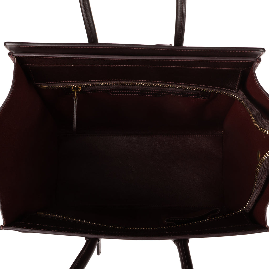 Handbag Micro Tricolor Luggage Dark Brown Grained Calfskin Leather