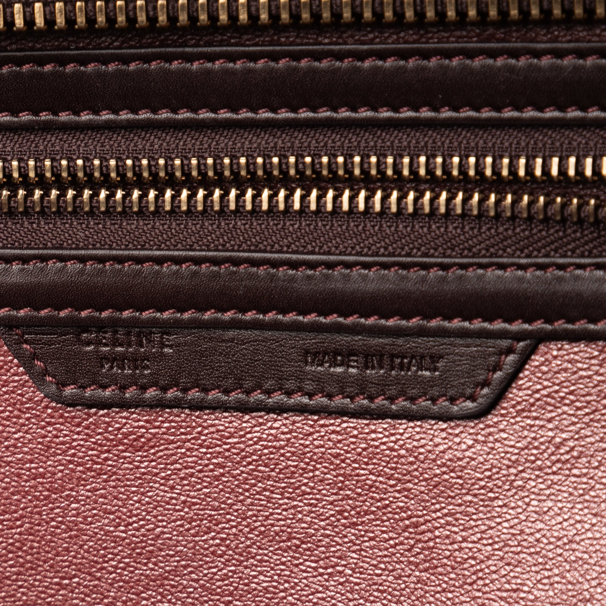 Handbag Micro Tricolor Luggage Dark Brown Grained Calfskin Leather