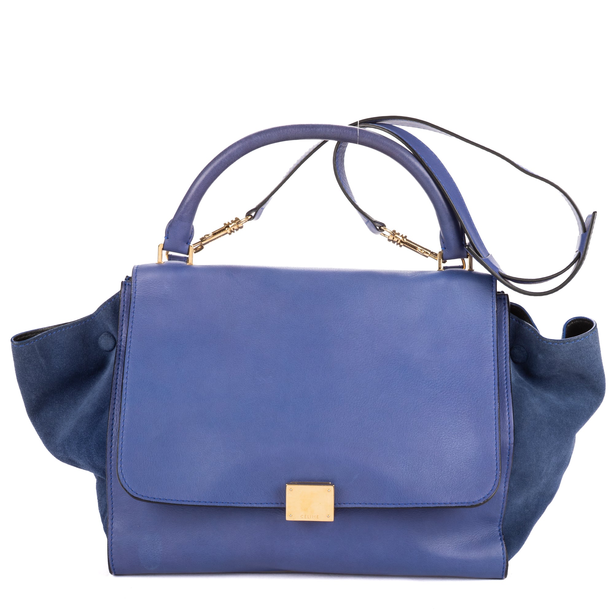 Shoulder Bag Medium Trapeze Medium Blue Calfskin Leather