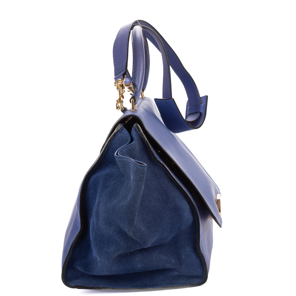 Shoulder Bag Medium Trapeze Medium Blue Calfskin Leather