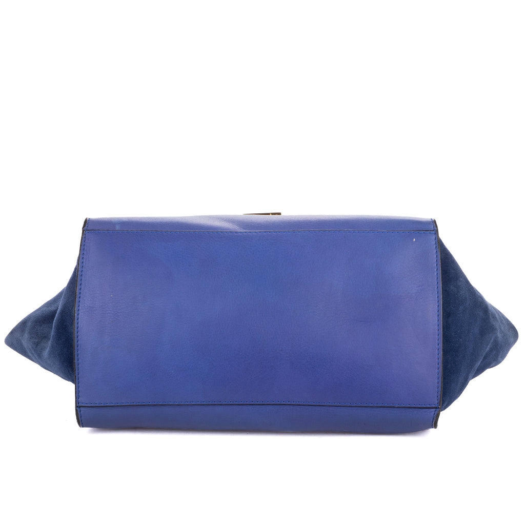 Shoulder Bag Medium Trapeze Medium Blue Calfskin Leather