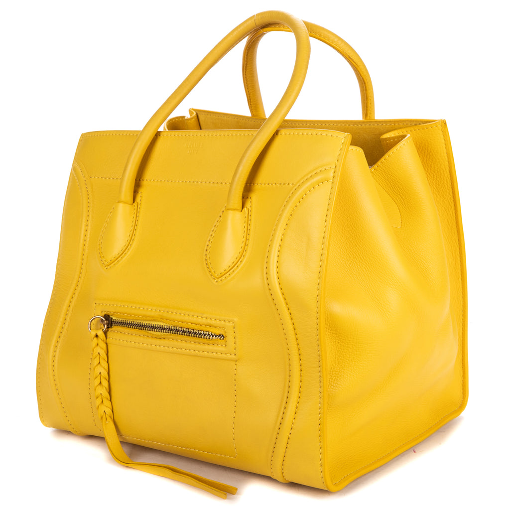 Shoulder Bag Large Phantom Luggage Large Yellow Grained Calfskin Leather