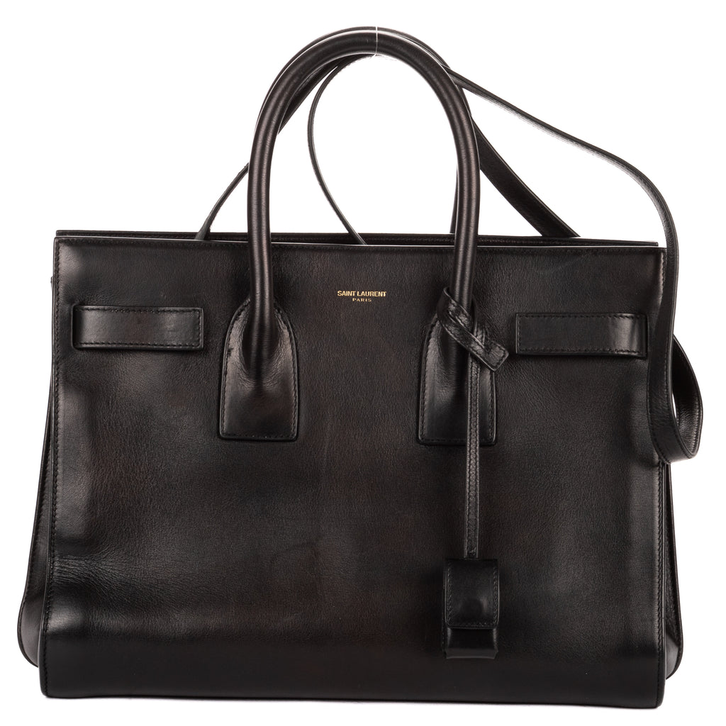 Shoulder Bag Sac de Jour Black Calfskin Leather