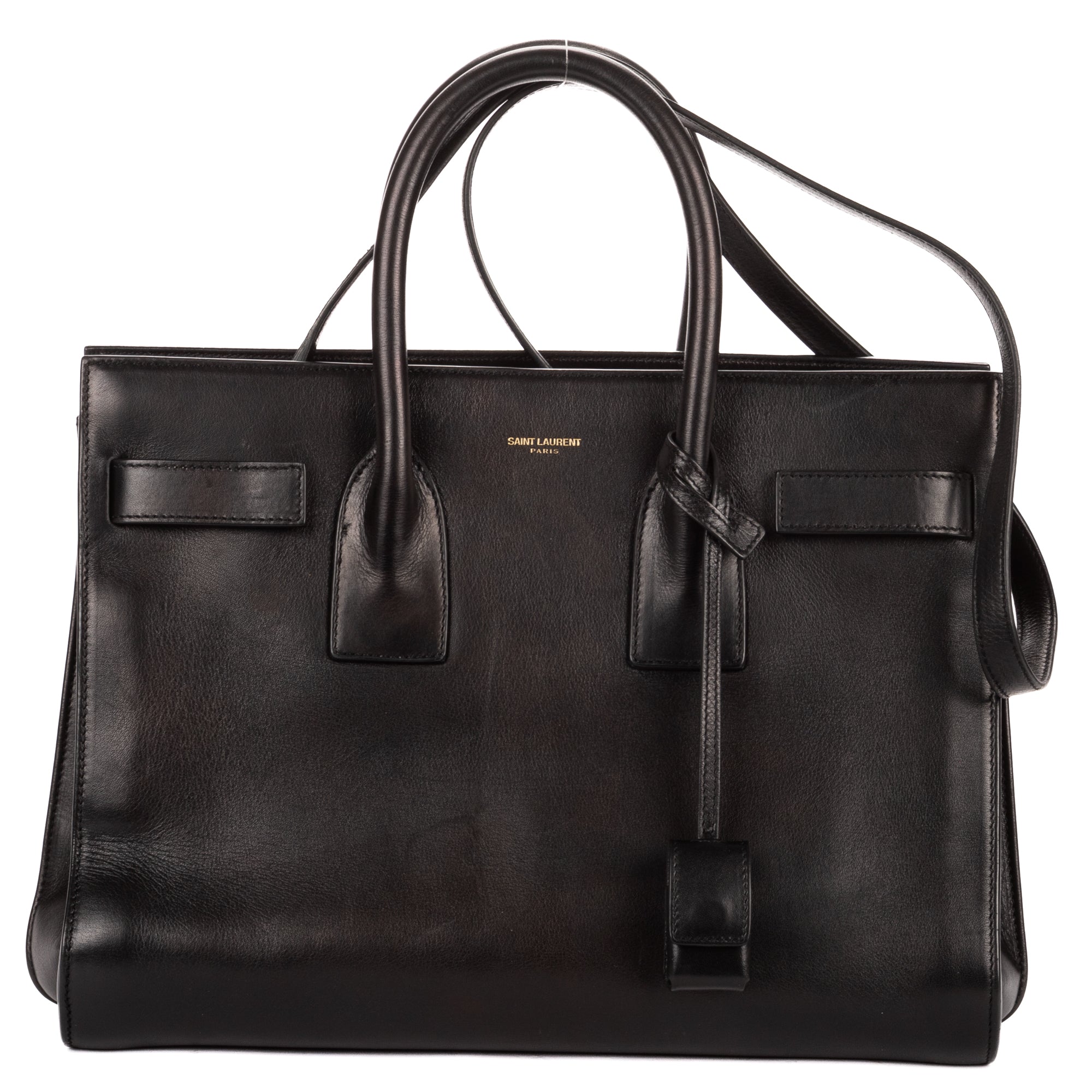 Shoulder Bag Sac de Jour Black Calfskin Leather
