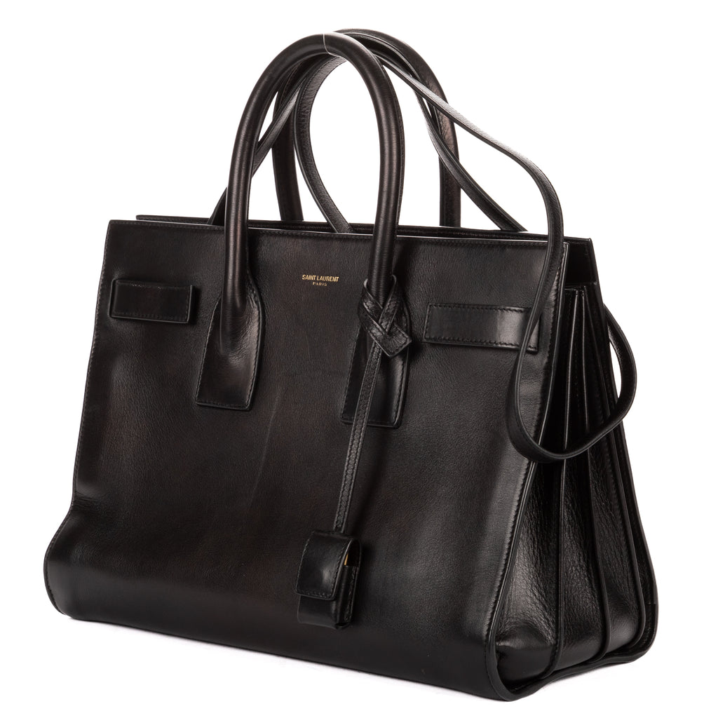 Shoulder Bag Sac de Jour Black Calfskin Leather