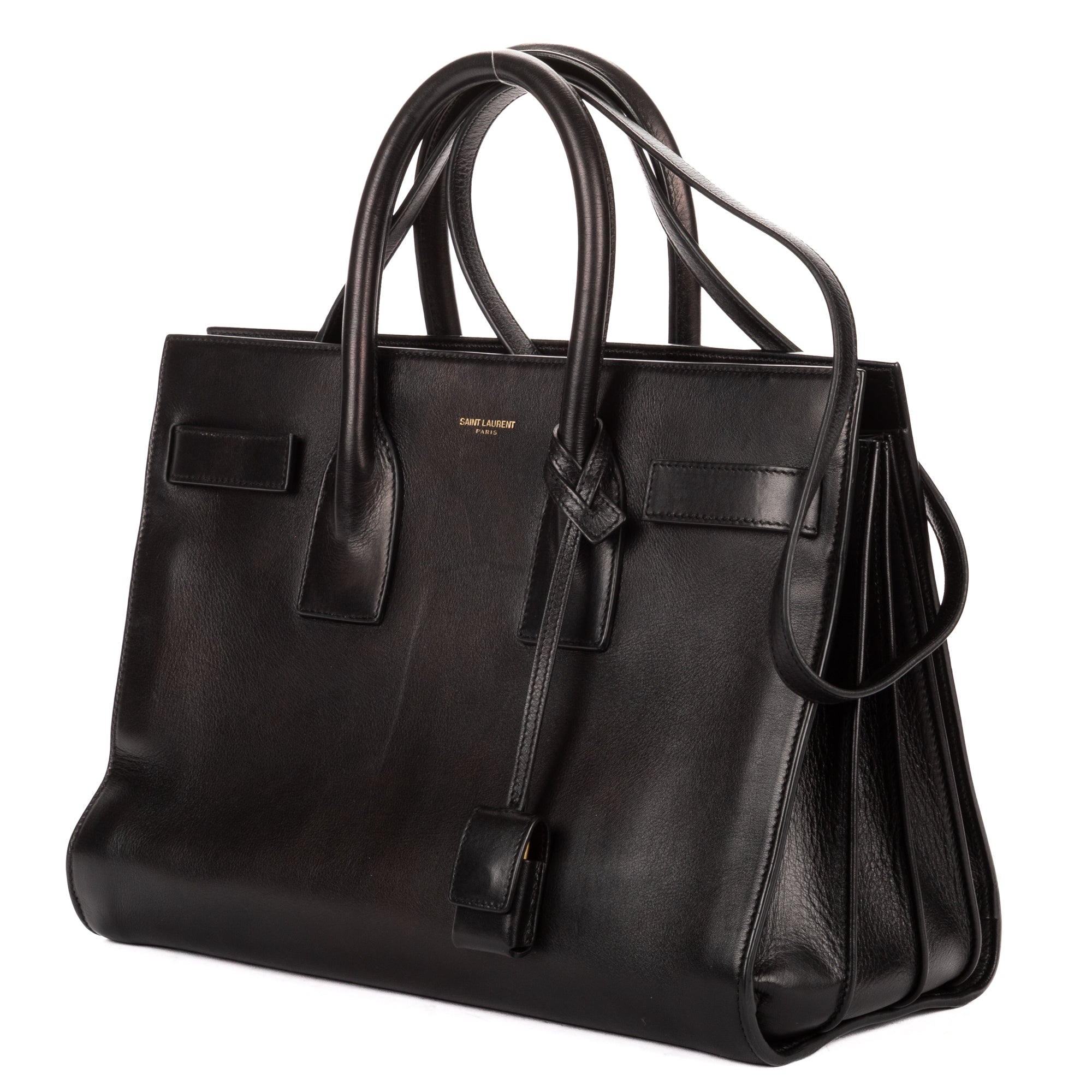 Shoulder Bag Sac de Jour Black Calfskin Leather