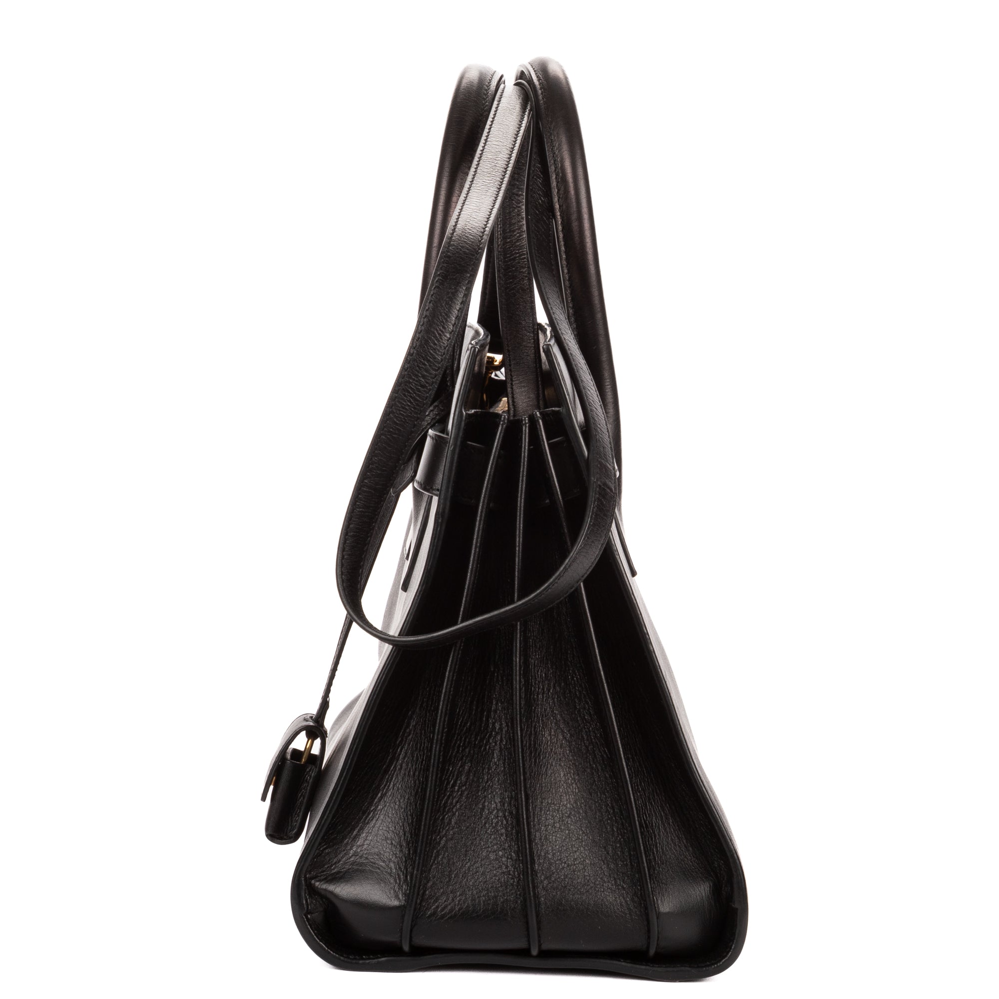 Shoulder Bag Sac de Jour Black Calfskin Leather