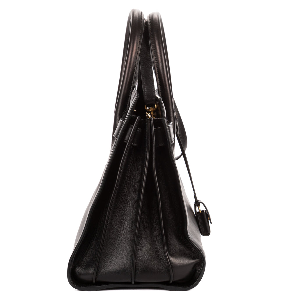 Shoulder Bag Sac de Jour Black Calfskin Leather