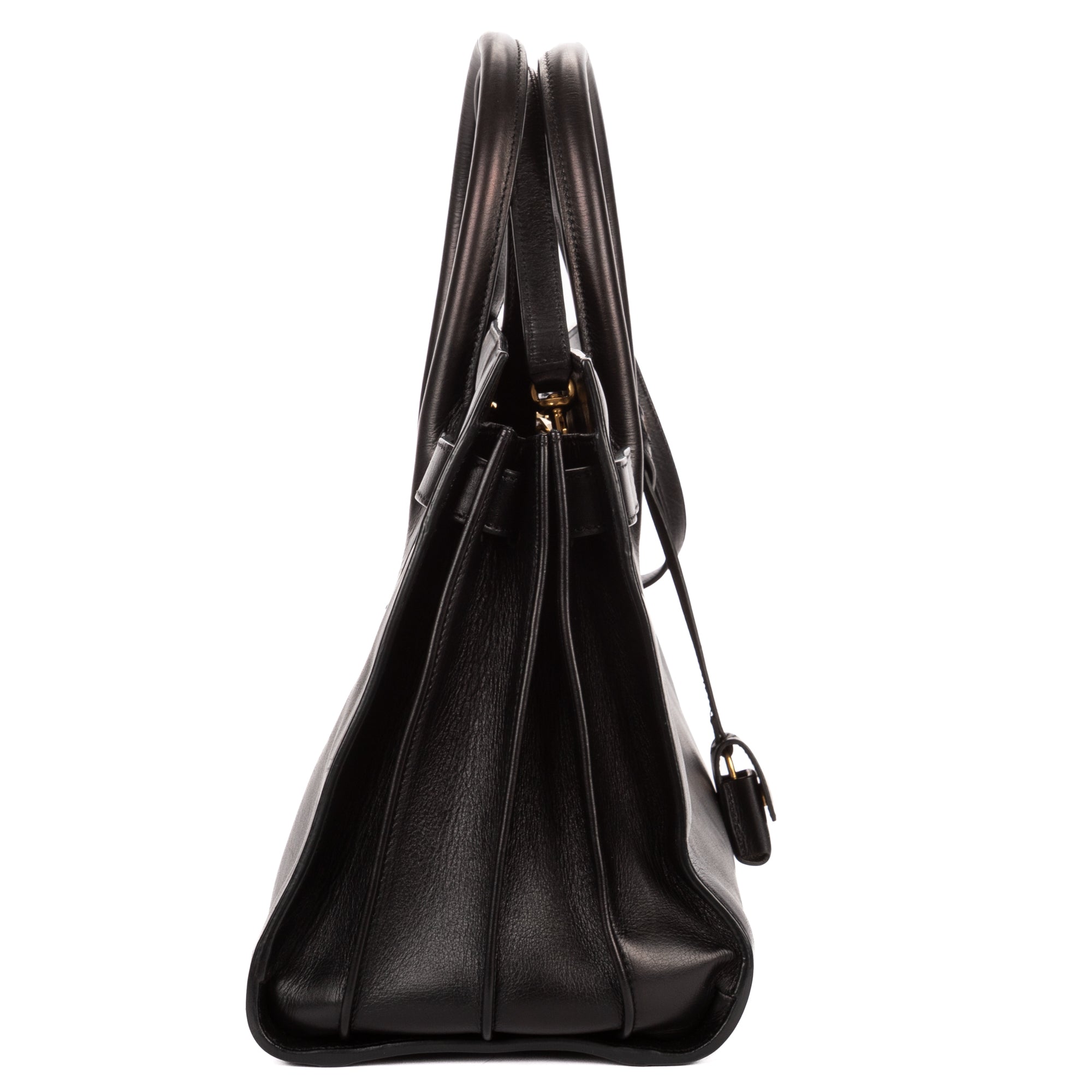 Shoulder Bag Sac de Jour Black Calfskin Leather