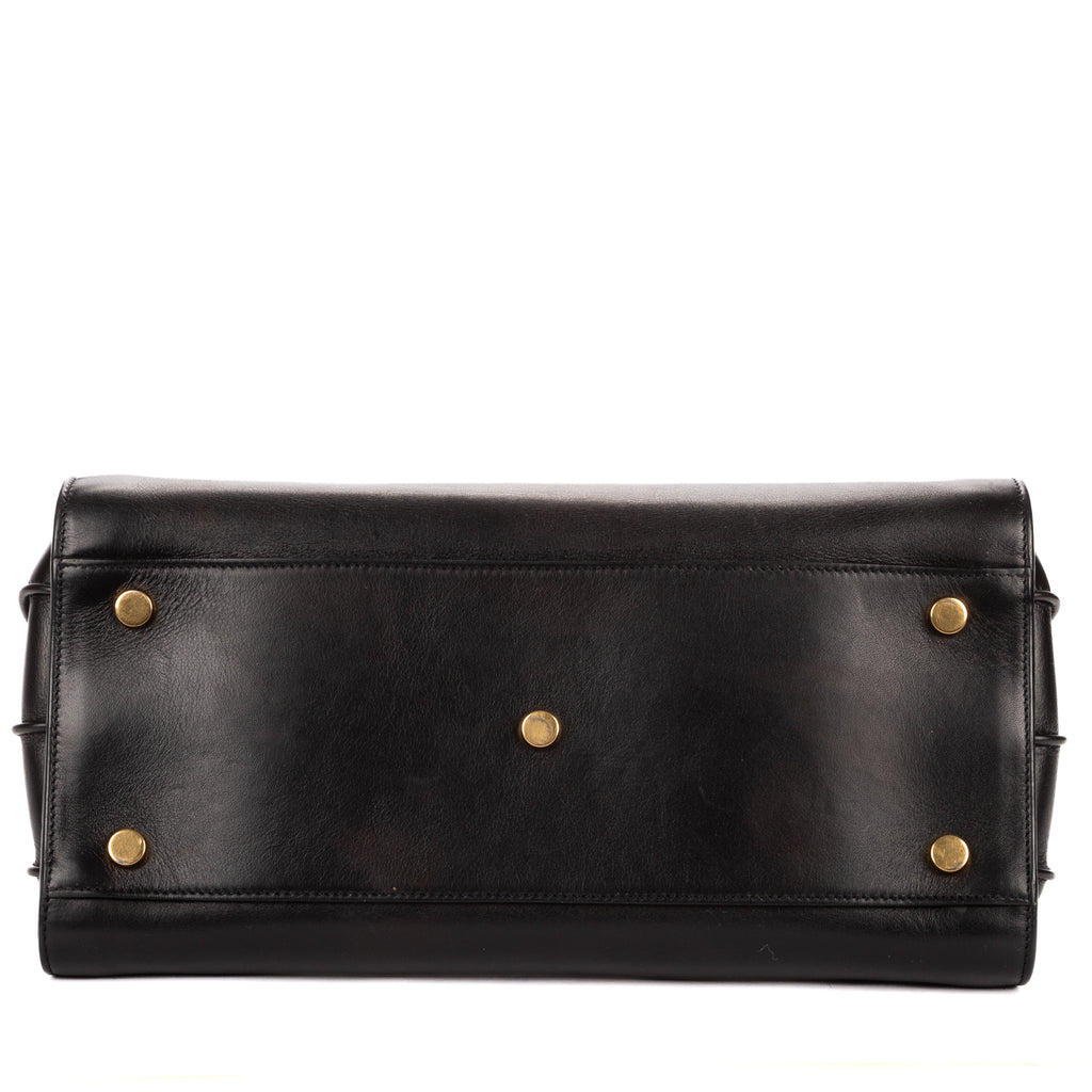 Shoulder Bag Sac de Jour Black Calfskin Leather