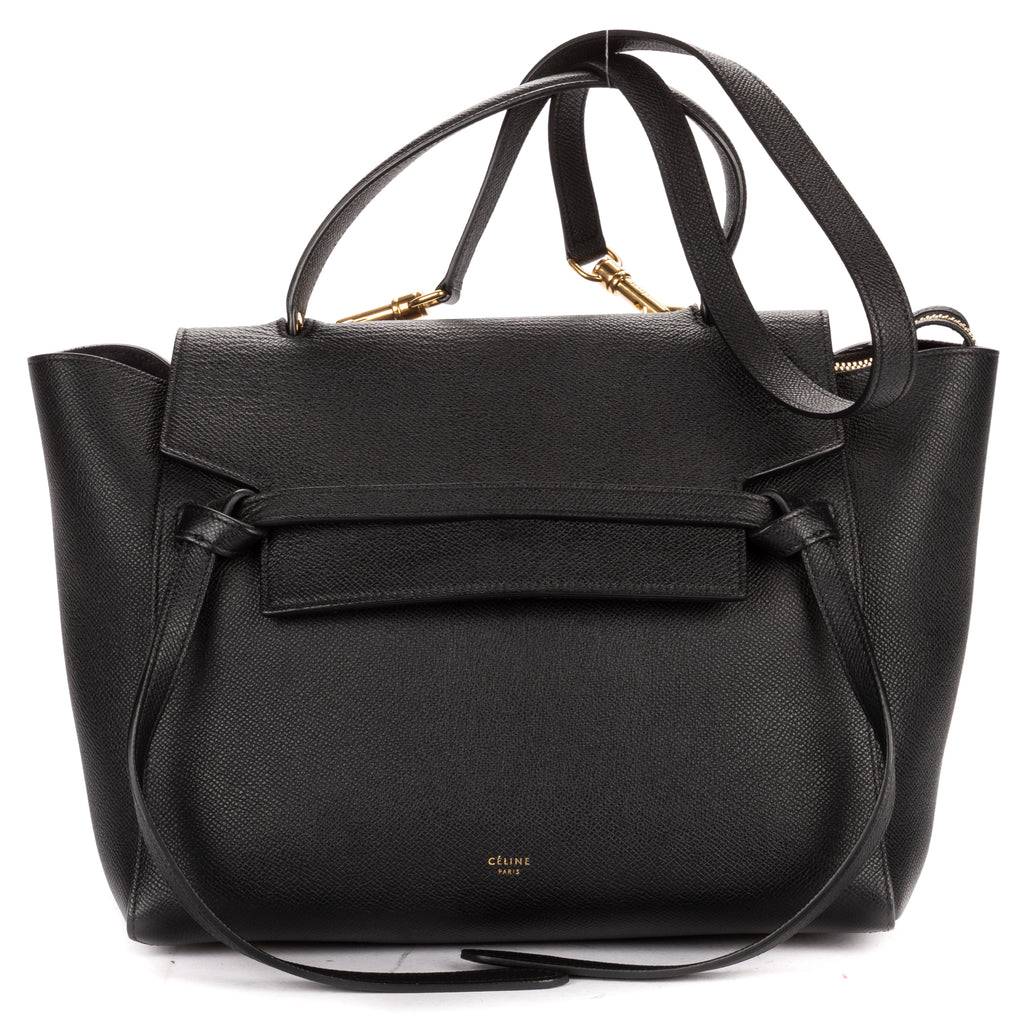 Shoulder Bag Mini Belt Bag Black Grained Calfskin Leather