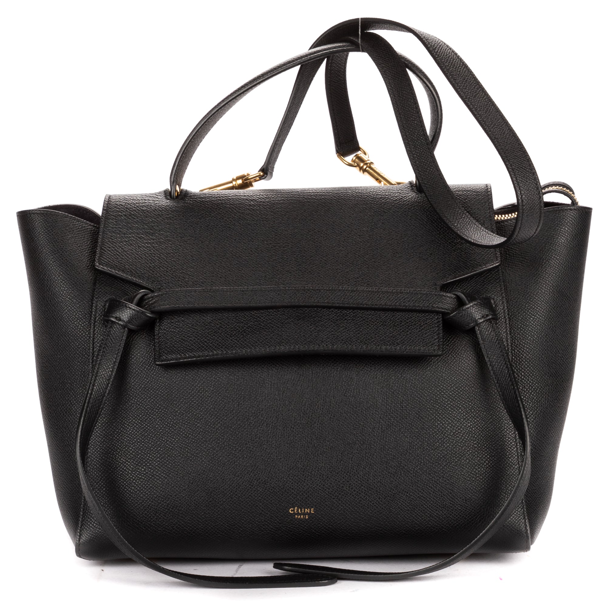 Shoulder Bag Mini Belt Bag Black Grained Calfskin Leather