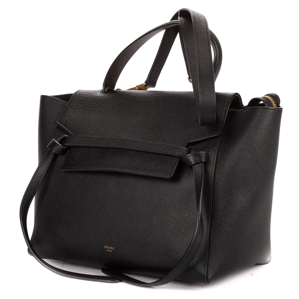 Shoulder Bag Mini Belt Bag Black Grained Calfskin Leather