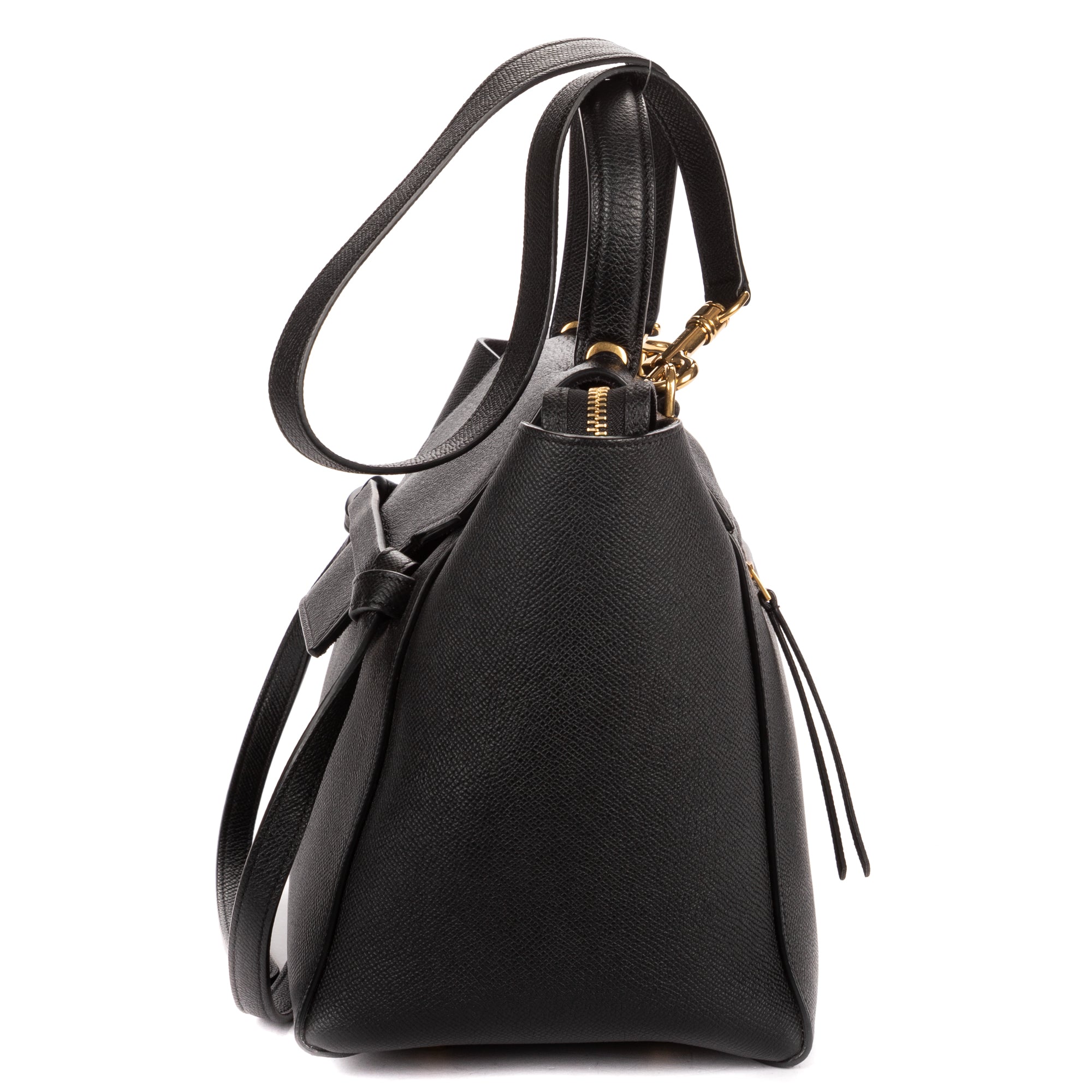 Shoulder Bag Mini Belt Bag Black Grained Calfskin Leather